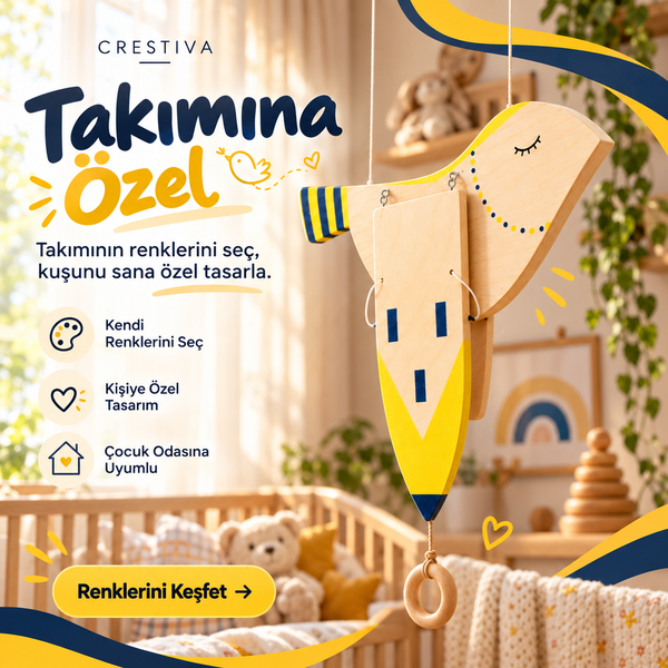 Takımına Özel – Kanat Çırpan Kuş Çocuk Odası Dekoru | CRESTIVA