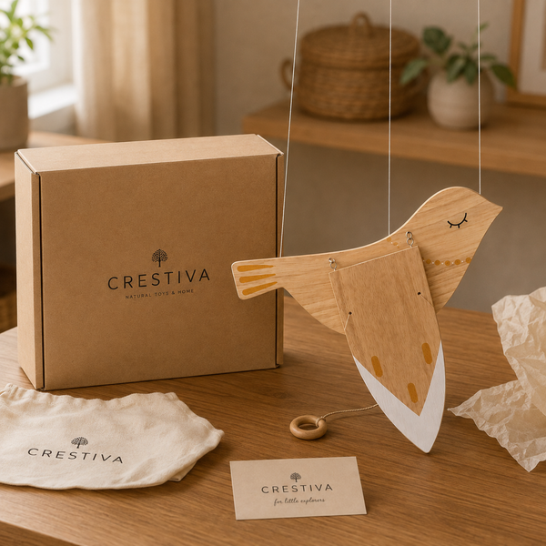 Uçan Ahşap Kuş – Kanat Çırpan Çocuk Odası Dekoru | CRESTIVA