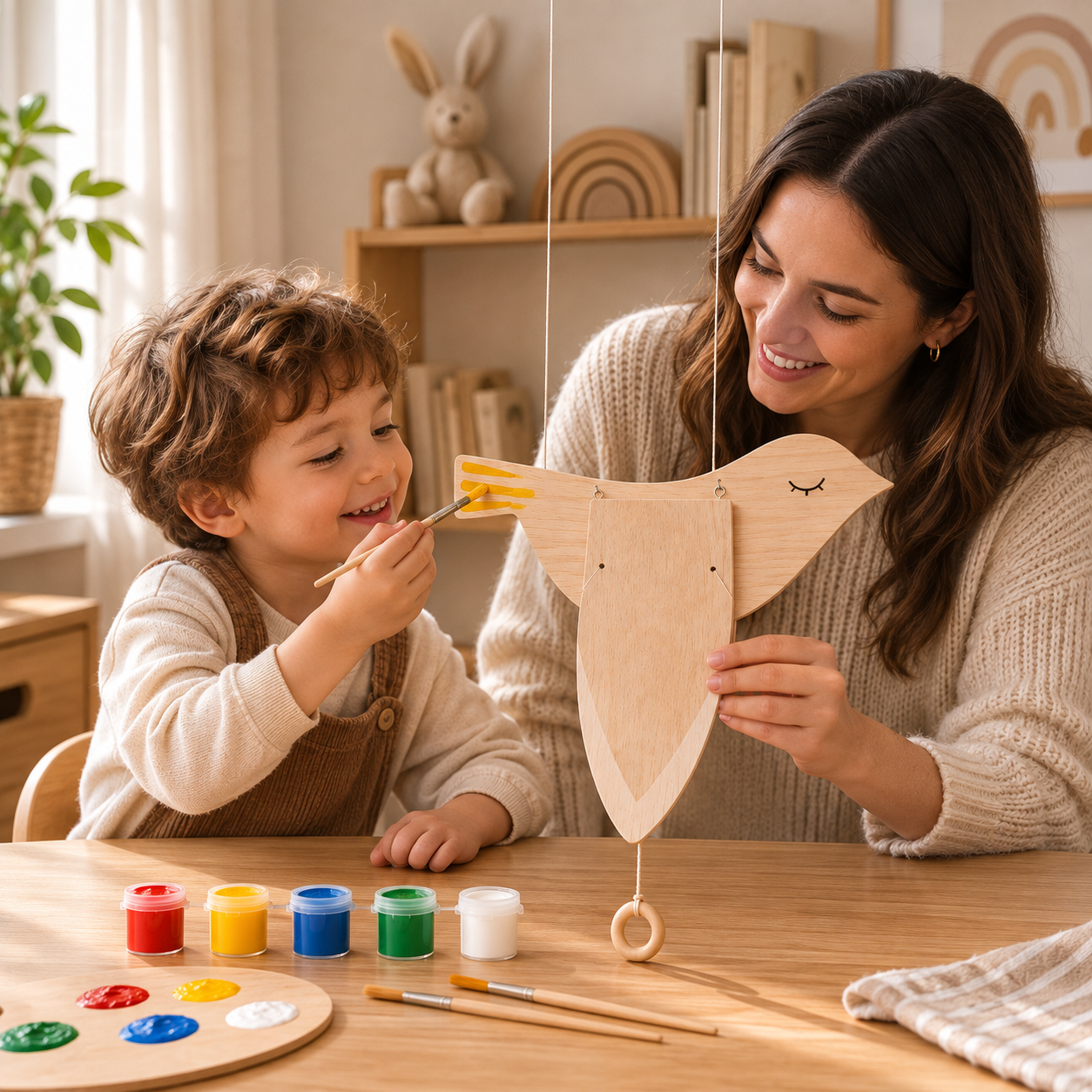 Ahşap Kuş Boyama Kiti – Kanat Çırpan DIY Oyuncak | Crestiva